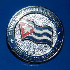 Enamel badge: Cuba Solidarity - end the blockade