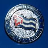 Enamel badge: Cuba Solidarity - end the blockade