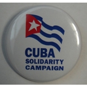Badge: Cuba Solidarity Campaign with flag